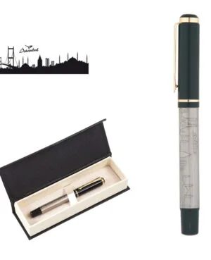 661-KR İstanbul Kabartma Figürlü Metal Roller Kalem Seti