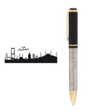 661-T İstanbul Kabartma Figürlü Metal Tükenmez Kalem
