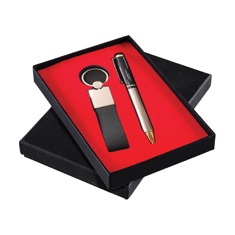 5011 Füme Siyah Hediyelik Set - Metal Tükenmez Kalem - Metal Suni Deri Anahtarlık - Görsel 3