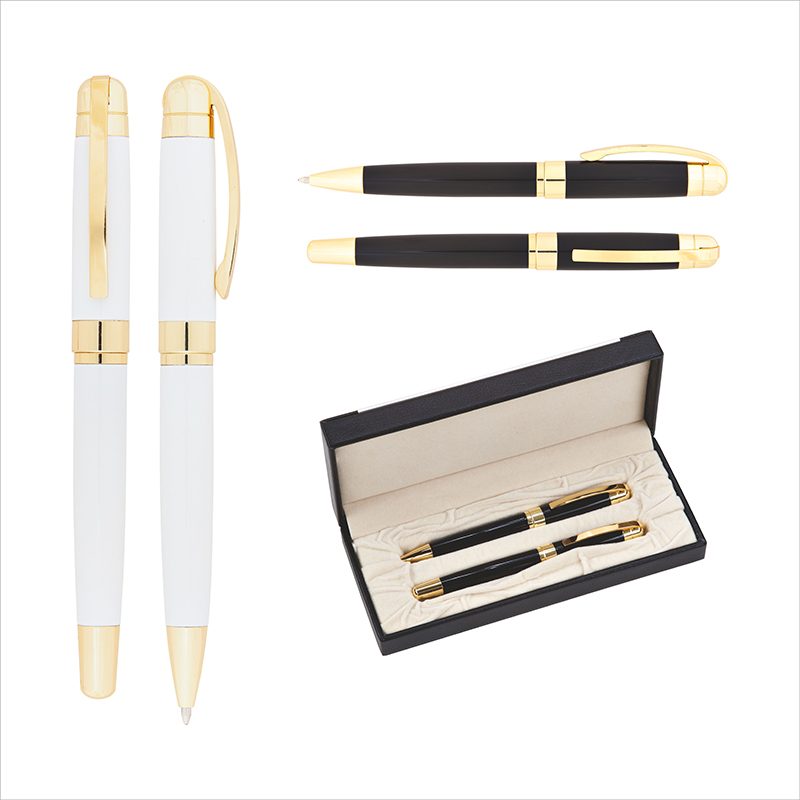 1123-RT Beyaz Metal Roller & Tükenmez Kalem Seti - Görsel 2