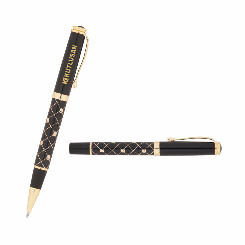 656-R Siyah-Gold Metal Roller Kalem - Görsel 2