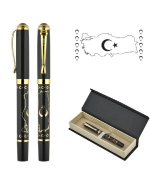 685-KR Türkiye Kabartma Figürlü Metal Roller Kalem Seti