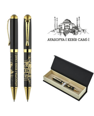 685-KT Ayasofya Kabartma Figürlü Metal Tükenmez Kalem Seti
