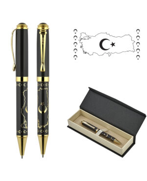 685-KT Türkiye Kabartma Figürlü Metal Tükenmez Kalem Seti