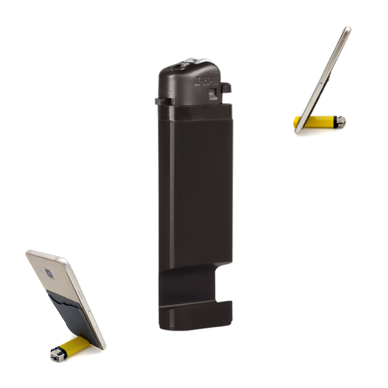 PHL-365 Siyah Telefon Standlı Taşlı Sibopsuz Çakmak - Görsel 2