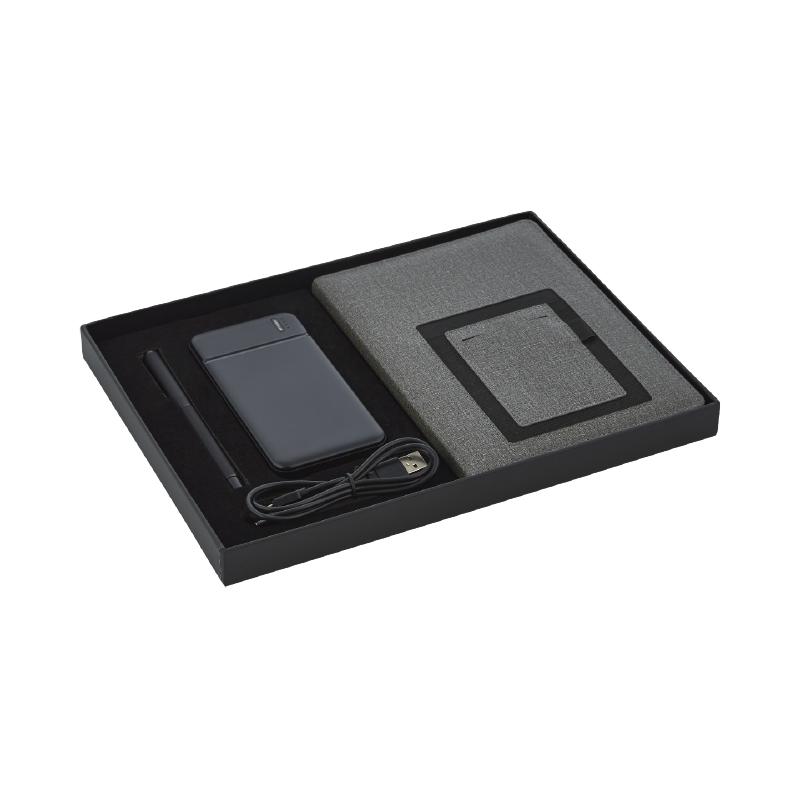5063 Siyah Hediyelik Set - Powerbank - Defter - Kalem Seti - Görsel 2