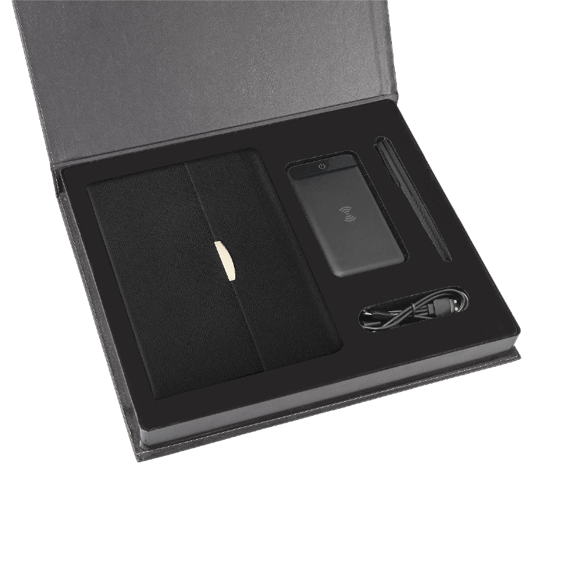 5072 Siyah Hediyelik Set - 10.000 Mah Powerbank - 15X21 Defter - Metal Roller Kalem - Görsel 2