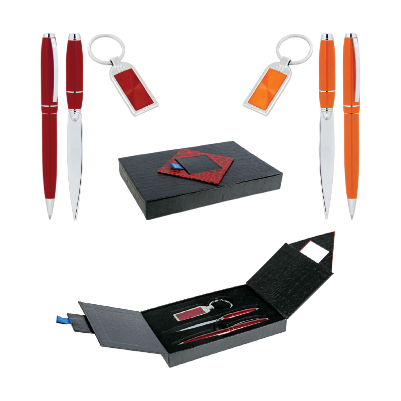 310 Kırmızı Hediyelik Set - Metal Tükenmez Kalem - Metal Anahtarlık - Zarf Açacağı - Görsel 2