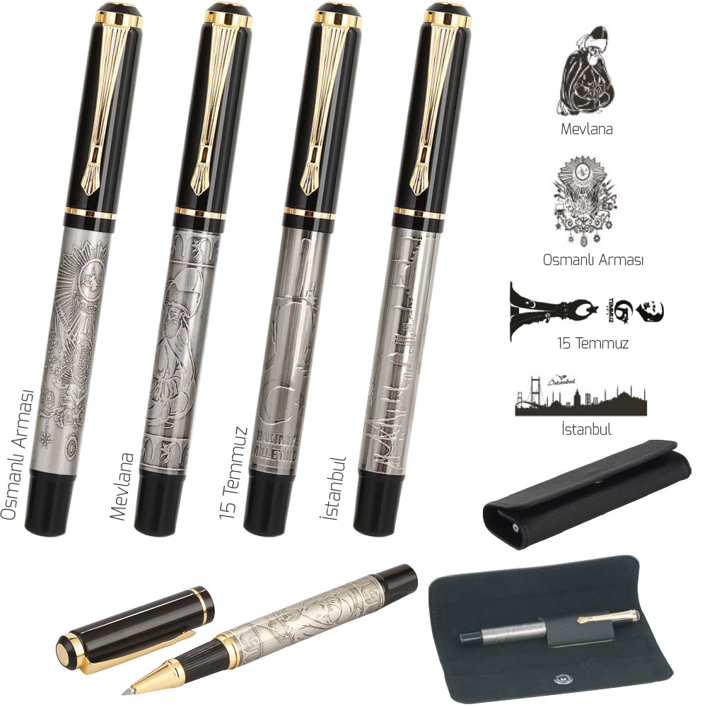 1664 - Tekli Kabartma Roller Kalem Seti