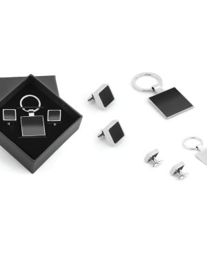 5501 - Kutulu Metal Anahtarlık Kol Düğmeli Set