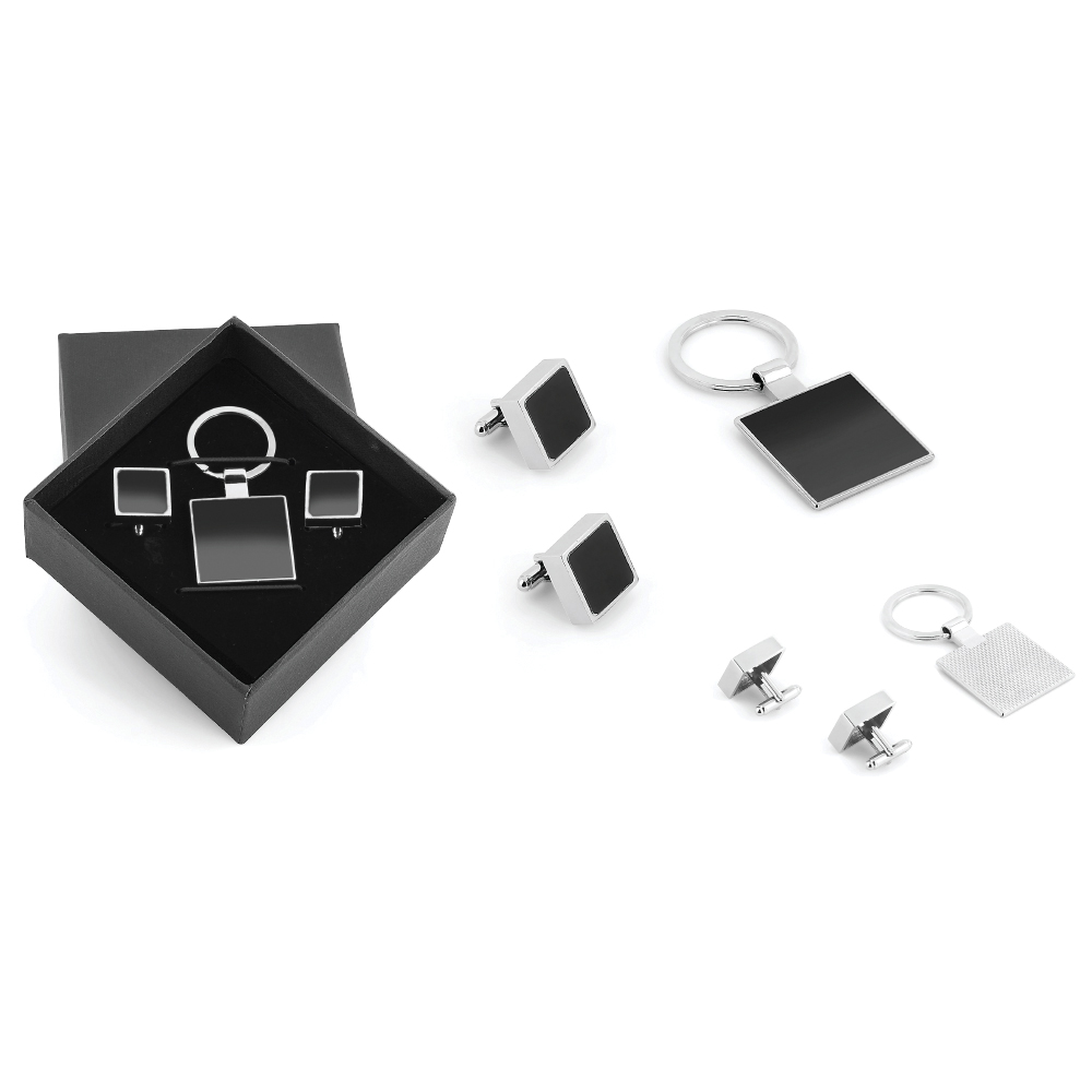 5501 - Kutulu Metal Anahtarlık Kol Düğmeli Set