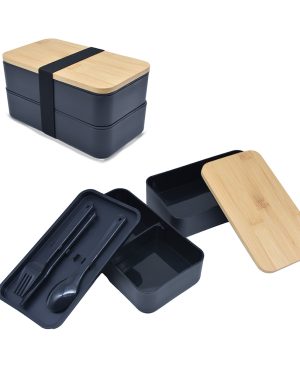 6250 - Bambu Kapaklı Plastik Yemek Kutusu