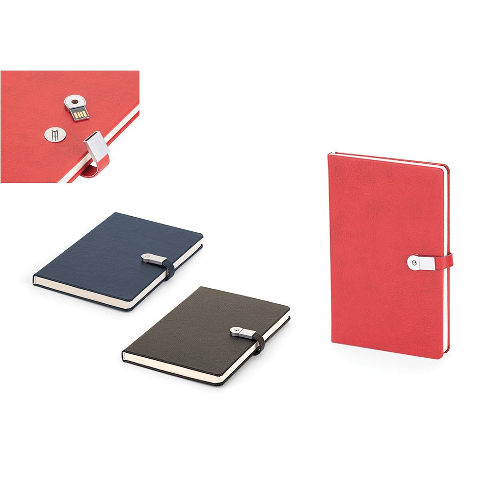 6490 - Termoderi Kapaklı USB'li Defter ( 13 x 21 cm )