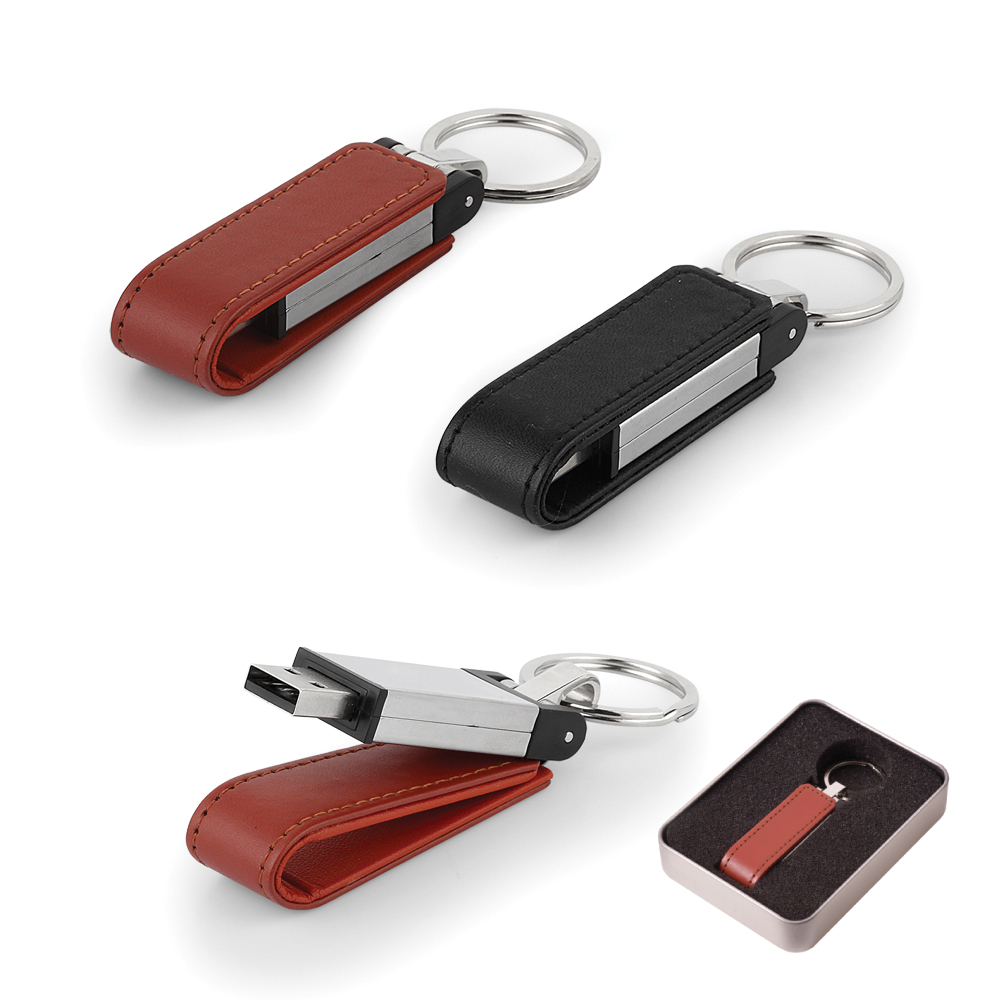 7282-8GB - 8 GB Deri Metal Anahtarlık USB Bellek